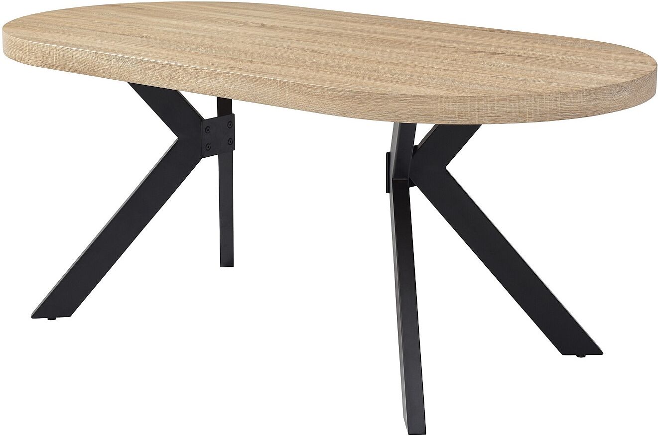 Vente-unique Esstisch - 6 Personen - MDF & Stahl - Helles Holz & Schwarz - KOMONI