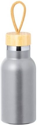 Bouteille Isotherme Personnalisée 500ml - Flazer bambou acier inoxydable argenté