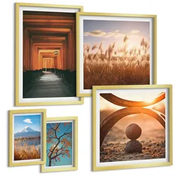BILDER SET 5er Set - 50x50 cm & 20x30 cm & 40x60 cm Goldrahmen - Architektur der Küstenstädte