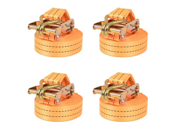 vidaXL Ratschen-Spanngurte 4 Stk. 1 Tonne 6m×38mm Orange