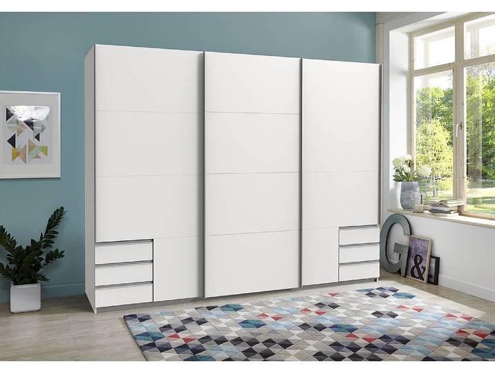 Armoire à portes coulissantes Seattle 270cm Blanc/Blanc