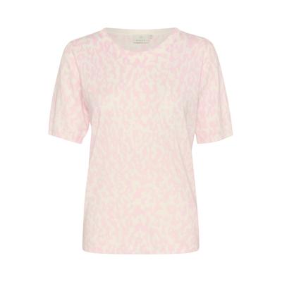 Strickpullover KAFFE "Damen Strickpullover KAliz", Damen, Gr. XXL, pink (pink, chalk graphic print), Obermaterial: 80% Viskose CV. 20% Nylon NY., Pullover Strickpullover