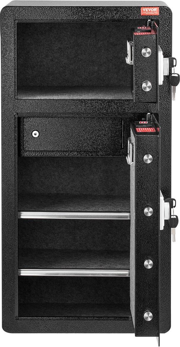 Double Door 5.5 cu.ft Safe Box with Key Lock Password Cabinet Black