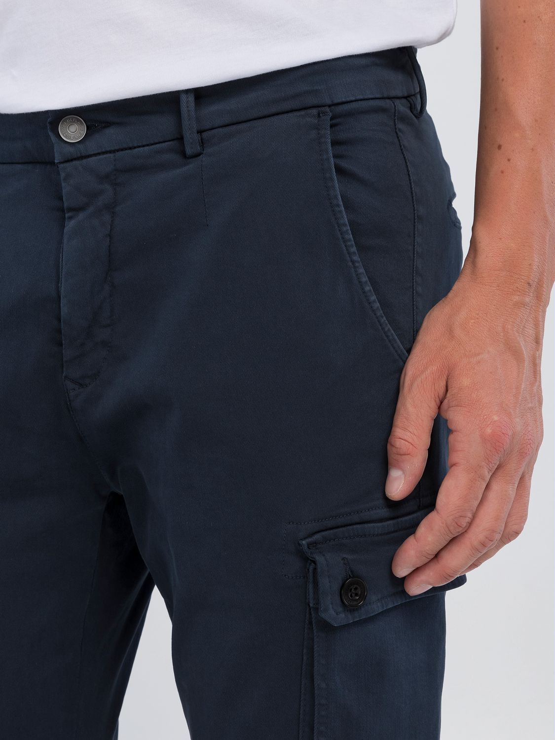 Cargohose REPLAY "JAAN", Herren, Gr. 29, Länge 30, blau, Web, Obermaterial: 91% Baumwolle, 6% Elastomultiester, 3% Elasthan, slim fit lang, Hosen Cargohose, Hyperflex