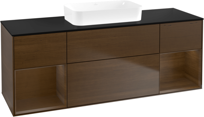 Villeroy und Boch Finion Waschtischunterschrank F742GNGN 160x60,3x50,1cm, Regale Walnut veneer, Walnut veneer