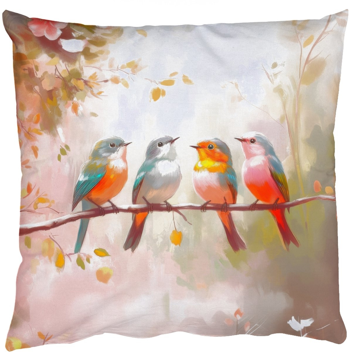 PillowMonkey Sierkussen Vogels Kleurrijk Tak 40 x 40 cm
