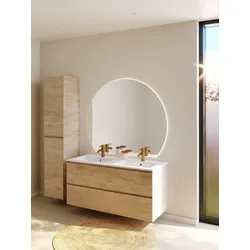 RIHO Spring Dew Badmöbel-Set, Doppel-Waschtisch und Waschtischunterschrank, 2 Auszüge, 120x46x56cm, F001519D05, Farbe: Nature Oak Holzdekor
