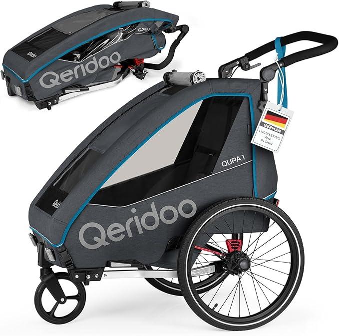 | Fahrradanhänger 1 Kind | Kinder Fahrradanhänger mit Blattfederung & Handparkbremse | Jogger Kinderwagen | Kinderfahrradanhänger | Kinderbuggy | Fahrrad Anhänger Kinder