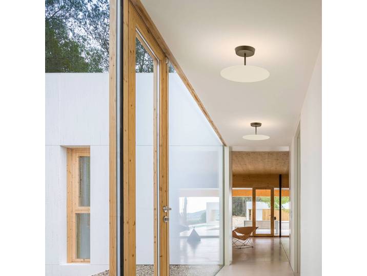 Vibia Designer Deckenlampe Flat, dimmbar, weiß / opal, für Wohn- / Esszimmer, Metall, Skandinavisch, Deckenlampe