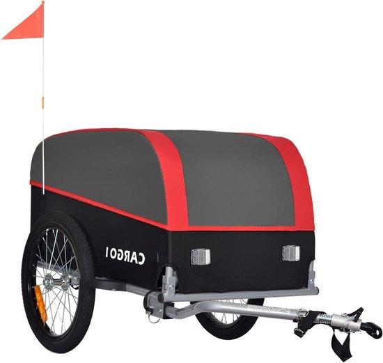 Fahrradanhänger - Ladefläche - Transport von Gegenständen - Kippschutz - 120 Liter - Rot-Schwarz