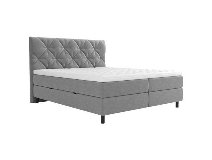 Boxbett, Grau, 180x200 cm, Textil, Bettkasten & Gepolstertes Kopfteil, Modern