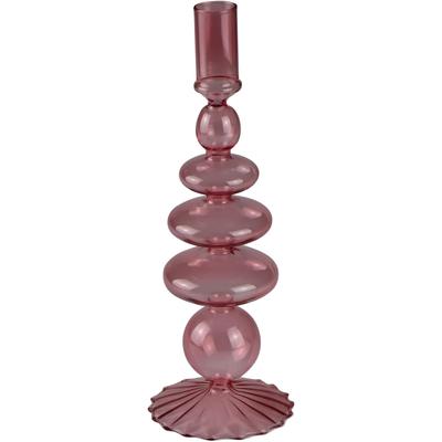 Kerzenständer AM DESIGN "aus roséfarbenem Glas", rosa (rosé), B:9,3cm H:26cm, Glas, Kerzenhalter, stilvolle Ergänzung für romantische Dekorationen