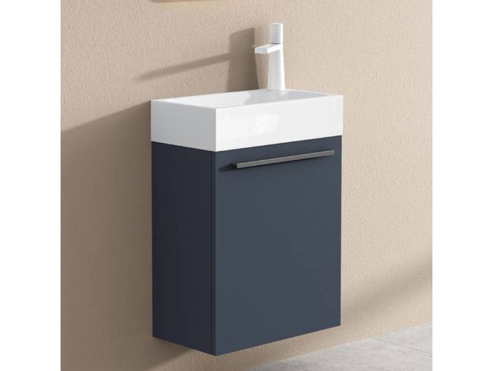 doporro Petit Meuble sous Vasque Gris Noir et Vasque 46cm Ensemble de 2 Pièces de Meuble de Salle de Bain Design Pisa