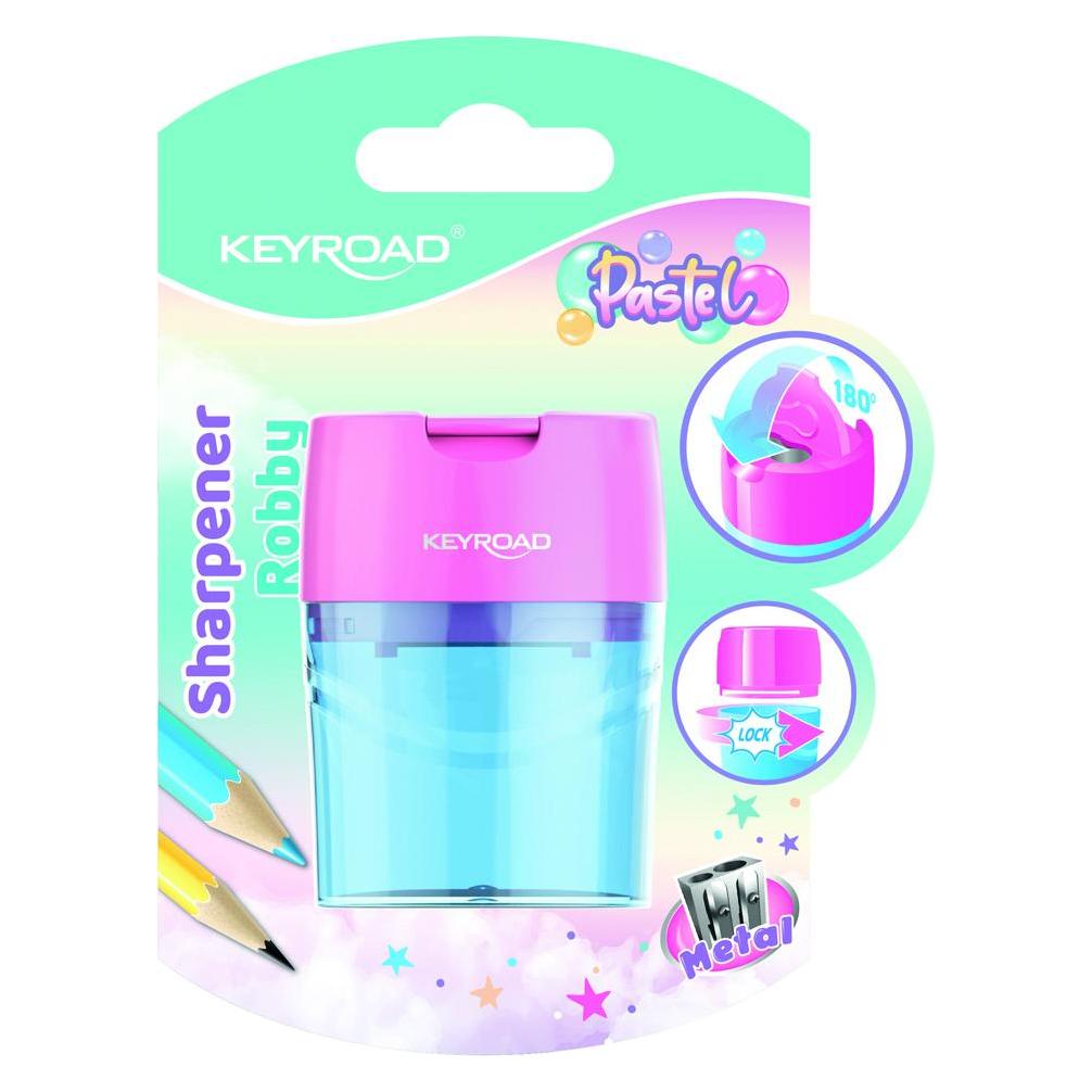 Keyroad Kunststoffspitzer, pastell, doppelt, mit behälter, blister, farbmischung (45650359)
