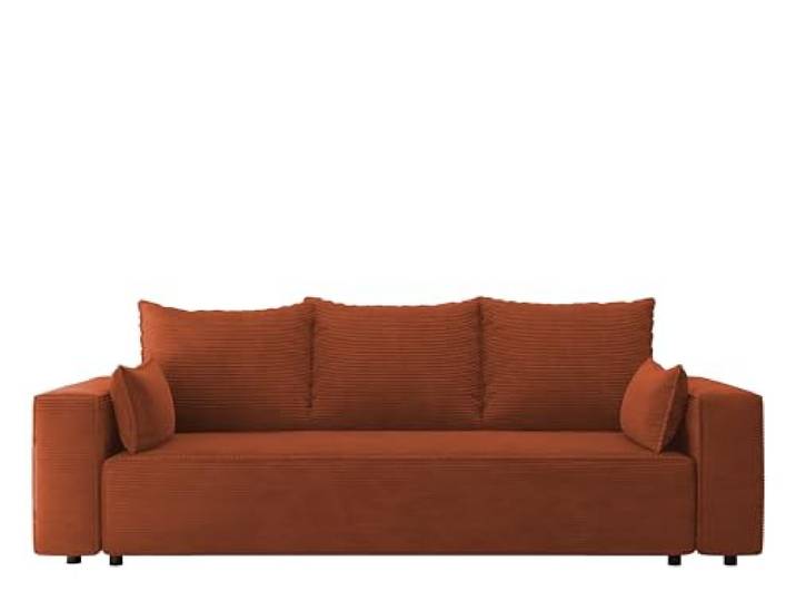 4ALL HOME Sofa mit Schlaffunktion Veno 242x95 cm - Couch - Sofa mit Bettkasten - 3 Sitzer - Schlafsofa - Schlafsofa mit Bettkasten - Cord - Wohnzimmer (Poso 40 Kupfer)