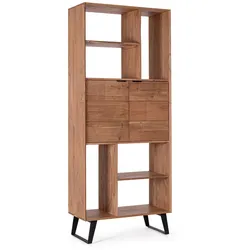 Regal Isar aus Akazienholz, klassisch mit handgefertigten Schnitzereien, natur, 88 cm breit