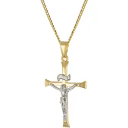 trendor 28577 Kruzifix-Anhänger Gold 333/8K An Vergoldeter Silberkette, 45 cm