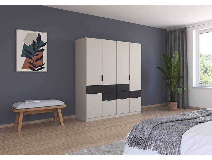 Drehtürenschrank Luca 181cm Beige/Kaschmir/Graumetallic