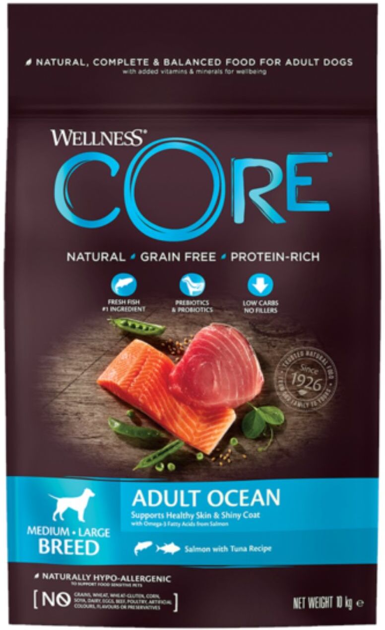 Wellness® Core Wellness Core Medium/Large Breed Adult Ocean Salmone e Tonno per Cani Adulti 10 Kg