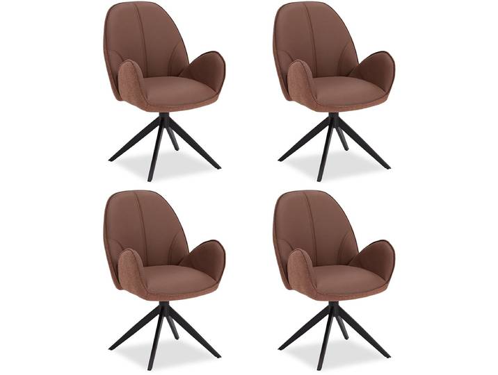 Homestyle4u Eetkamerstoelen - Set van 4 - Draaibaar - met armleuningen - Bruin
