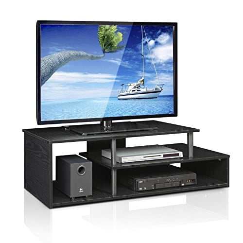 FURINNO Lage tv-standaard met mediacompartimenten, zwart/zwart