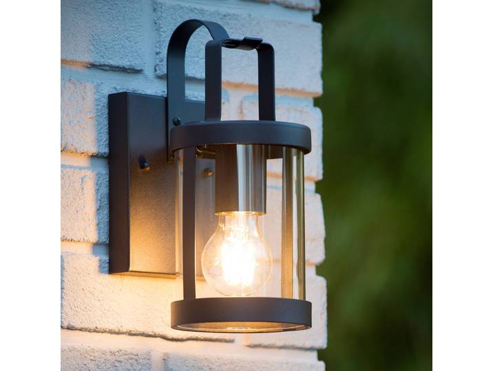 Lucide Außenwandleuchte Lindelo, dimmbar, schwarz, Metall, Modern