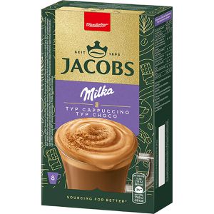 Jacobs Kaffee Cappuccino Milka Choco, löslicher Kaffee, 8 Portionssticks