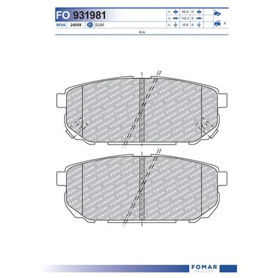 FOMAR FRICTION Bremsbelagsatz, Scheibenbremse fo931981 für KIA