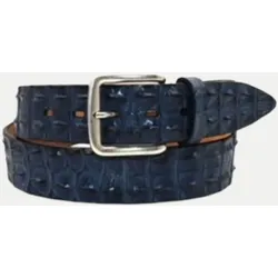 4cm breiter Gürtel aus Krokoleder Blau 95