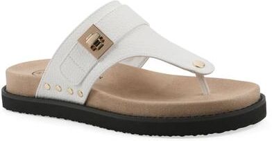 Women's Malabar Thong Sandal by White Mountain in White Smooth (Size 6 M)