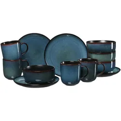 Ritzenhoff & Breker Frühstücksset 12-teilig Bali , blau , Steinzeug/Steingut
