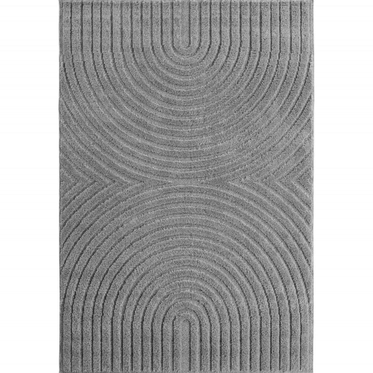 Art Vloerkleed Japandi Boogpatroon Grijs Modern Laagpolig 160 x 230 cm