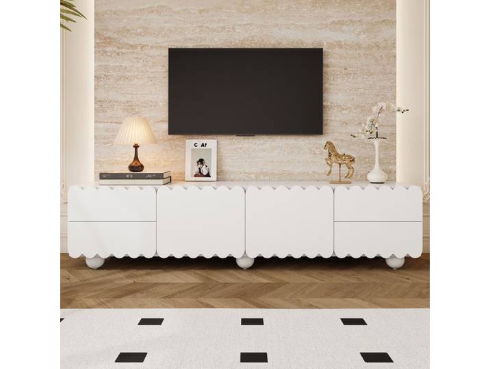 Meuble TV - KOMHTOM - TV-Schrank moderne - 175x38x37 cm - 3 tiroirs - Pieds métalliques