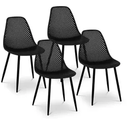 Helloshop26 - 4er-Set Stühle Wohnzimmer Esszimmer Restaurants, Cafés, Büros und Wartezimmer max. 150 kg schwarz 14_0006004