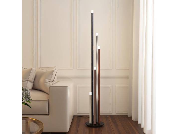 Stoika Lampadaire Black/Alu/Brown - Lucande - Salon / séjour - Moderne - Métal - Multi-ampoules