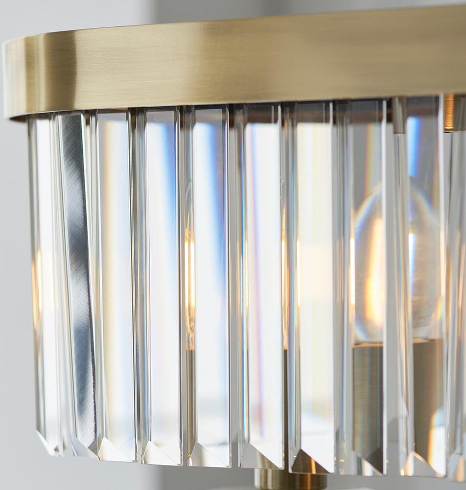 Masika Brass & Glass 4 Light Pendant Ceiling Light