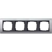 Abdeckrahmen vierfach mit Zwischenrahmen, Abdeckung aluminium, Retail