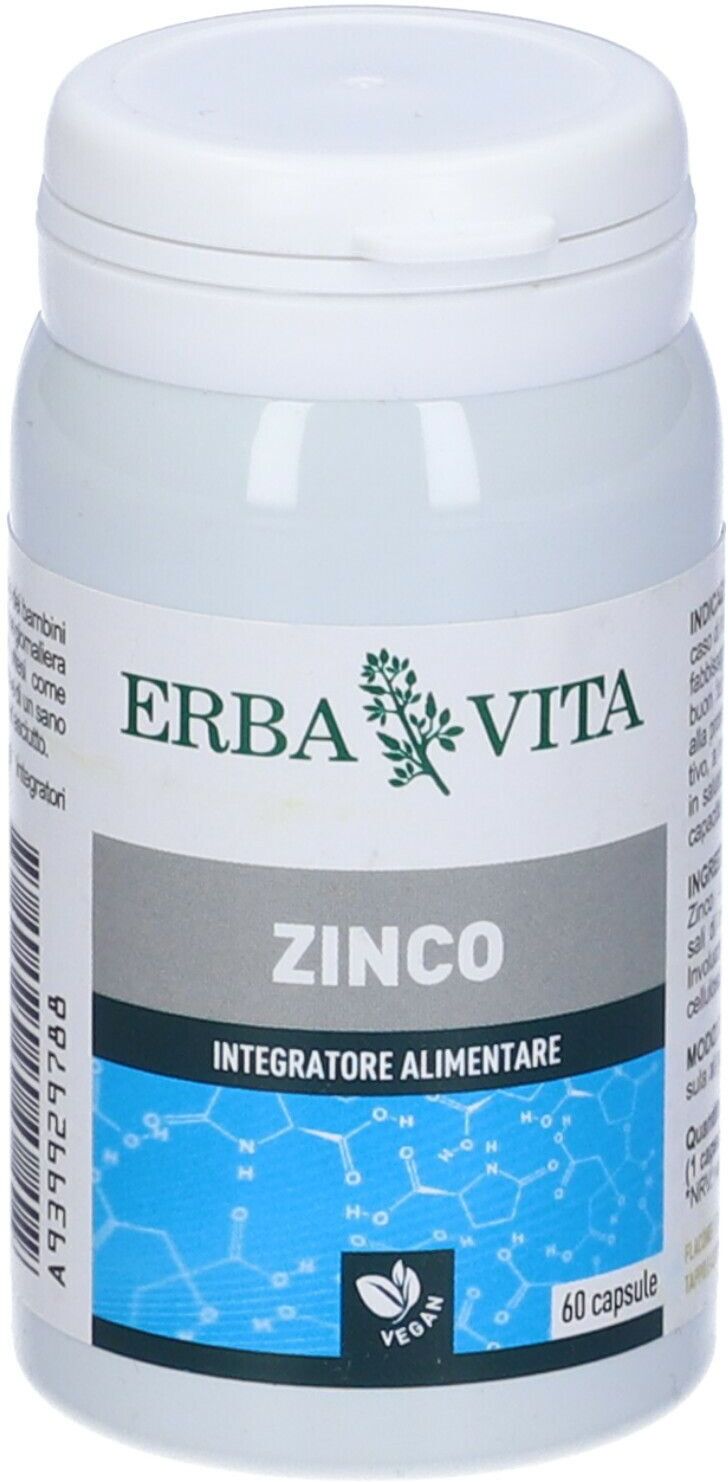Erba Vita Zinco, 60 Capsule Vegetali – Integratore Naturale per Difese Immunitarie e Benessere Generale