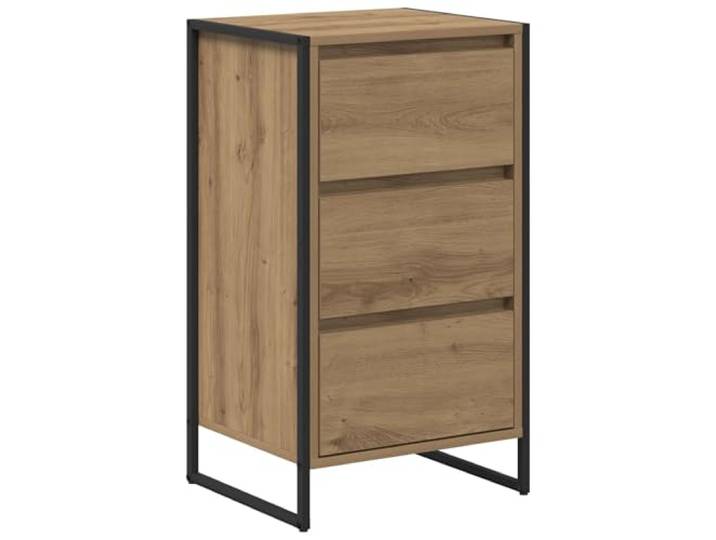 GKMBCVDFR Sideboard Holzwerkstoff Eiche 42x36x75,5 cm Robuste Stahlbeine, Geräumiger Stauraum, Moderne Industrielle Optik, Pflegeleichte Oberfläche