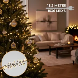 Lighto | Weihnachtsbeleuchtung | Weihnachtsbaumbeleuchtung | 8-Funktionen | 1536 LED-Lichter | 15,2m Kabel