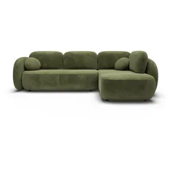 ECKSOFA AMICO II R-S Grün Geflochtener Stoff mit Schlaffunktion