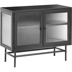 SIDEBOARD mit Glastüren Metall 77 cm Schwarz Devon