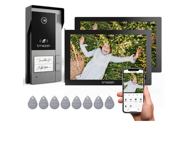 Système d'interphone vidéo WiFi TMEZON M790*2+D80 avec caméra et écran tactile 7 pouces 1080P, vidéophone IP filaire, Tuya, 2 fils, déverrouillage à distance