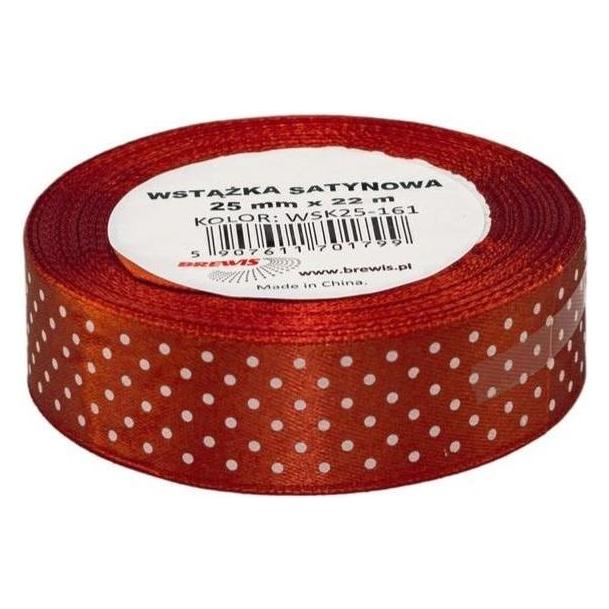 Brewis Rotes Satinband mit Punkten, 25mmx22m (47593265)