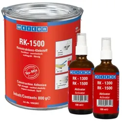 RK-1500 | Acrylat-Strukturklebstoff, flüssiger No-Mix Klebstoff | 1 kg | gelblich, transparent