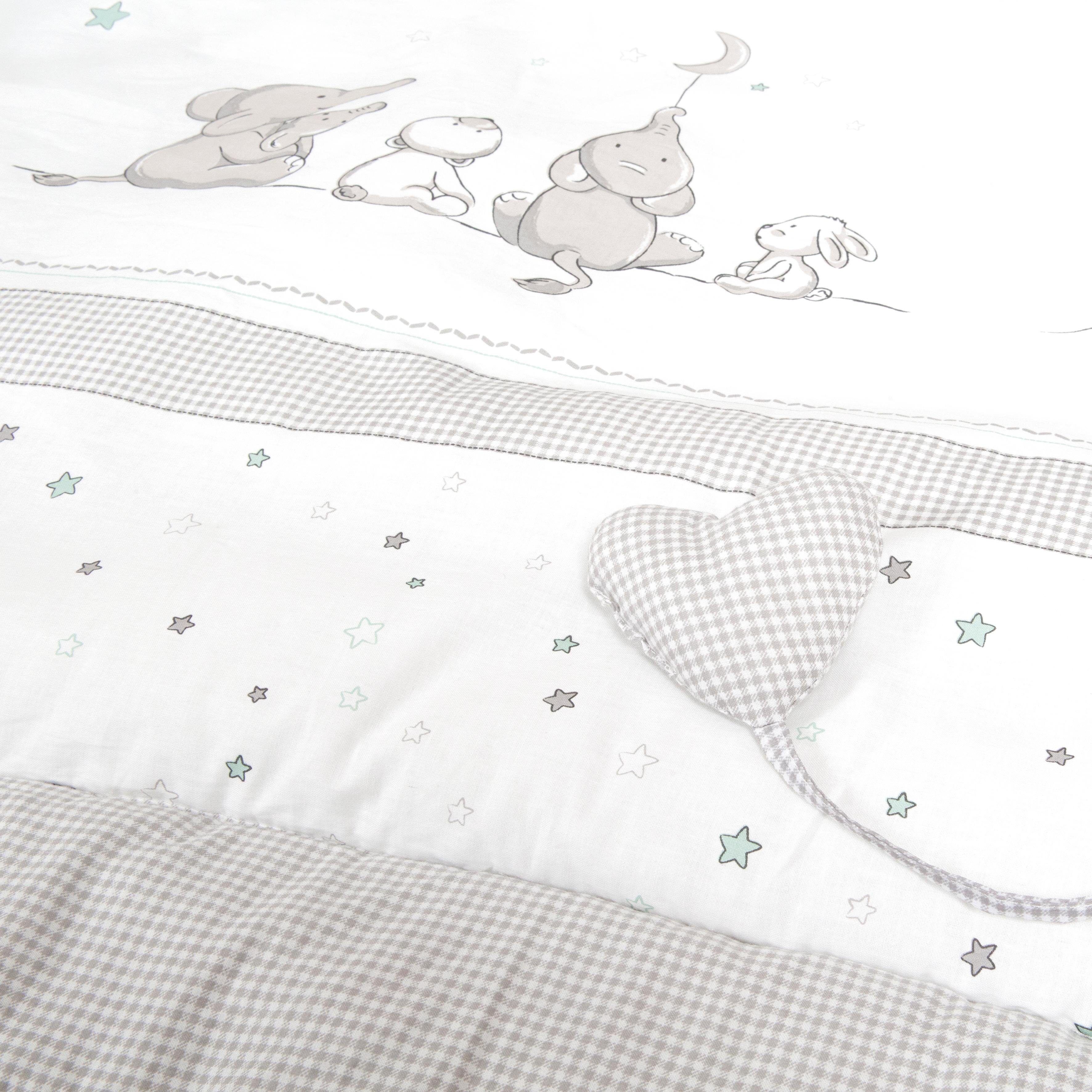 Krabbeldecke ROBA "Sternenzauber", grau (grau, weiß), B:100cm L:100cm, Baumwolle, Polyester, Wohndecken, Krabbeldecke