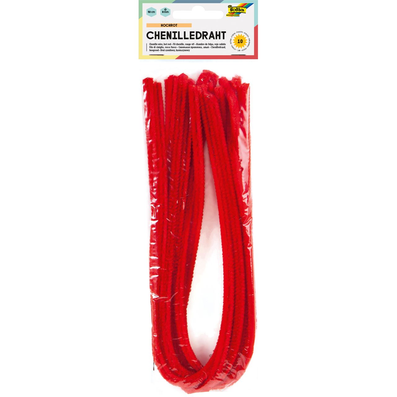 folia Pfeifenreiniger hochrot Chenilledraht Ø 8,0 mm 10 St.