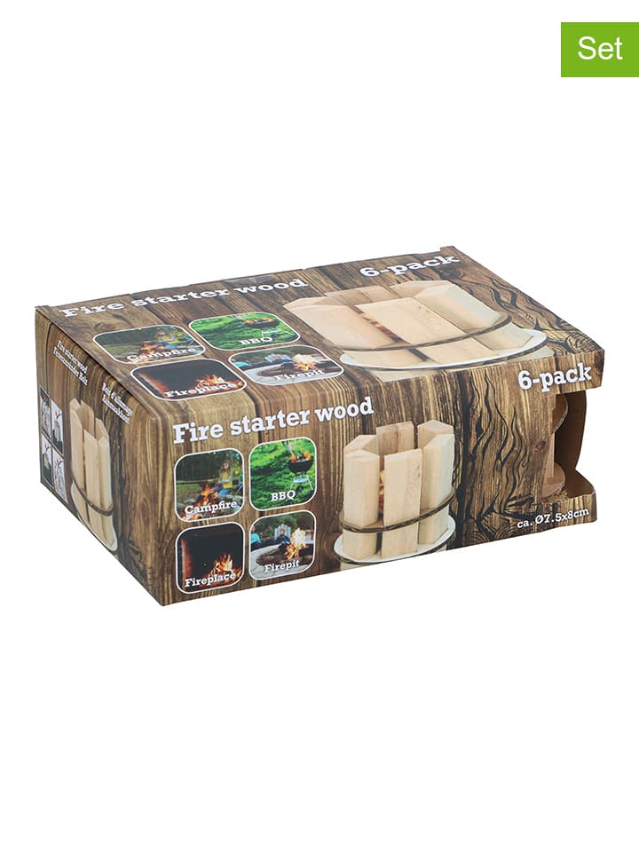 Edco 6er-Set: Grillanzünder in Beige - (H)8 x Ø 7,5 cm - onesize