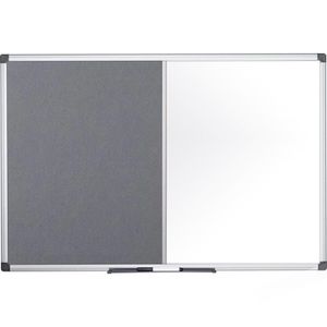 Bi-Office Kombitafel Maya XA0528170, 2 in 1, grau / weiß, Filz-Pinnwand & Whiteboard, mit Aluminiumrahmen, 120 x 90 cm