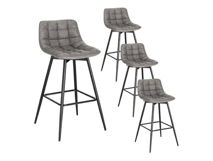 WOLTU Barhocker 4er Set, Barstuhl mit Rückenlehne, PU-Bezug, Dunkelgrau Designer bar stühle, Tresenhocker, Bistrohocker mit Fußstütze, für Küche, Bartheke, Esszimmer